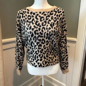 Jessica Simpson Leopard Print Sweater - Black and Tan